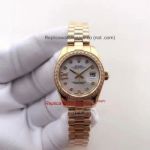 Copy Rolex Datejust All Gold Diamond Markers White Dial Diamond Bezel Ladies Watch